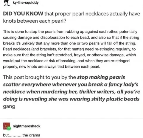 Pearls Scatter During Murder