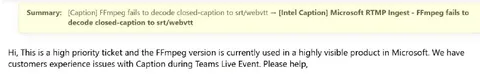 FFmpeg Caption Decoding Failure
