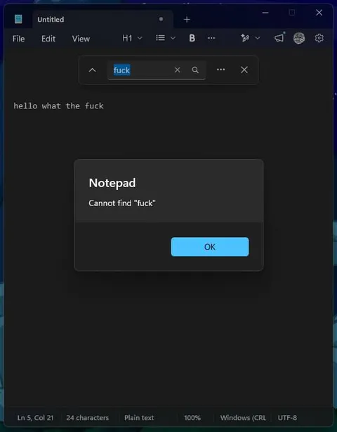 Notepad Cannot Find Fuck