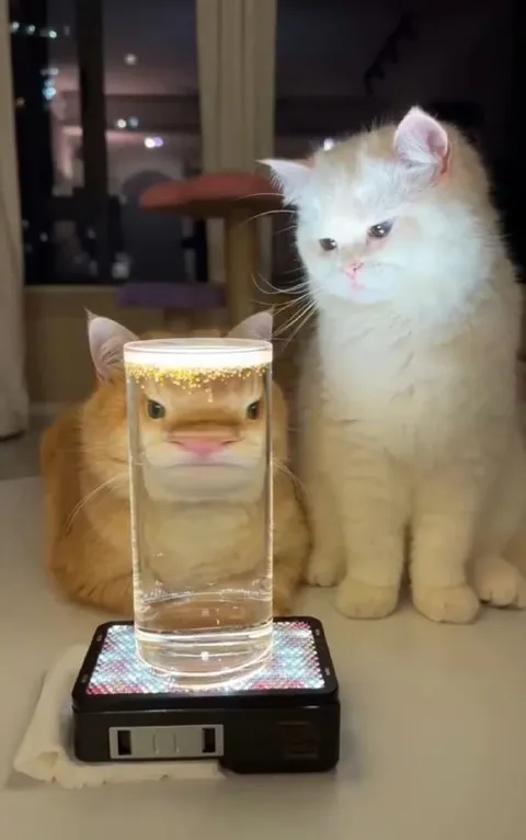 Кот в стакане и строгий кот