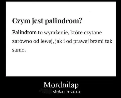 Definicja palindromu nie działa