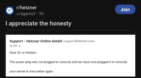 Hetzner Admits the Unplugged Server