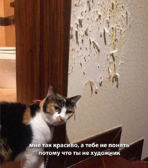 Кошка считает себя художником