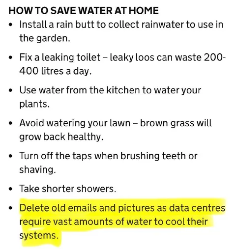 Delete Emails to Save Water