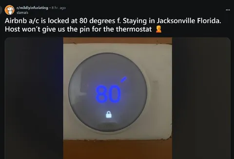 Locked Airbnb Thermostat at 80°F
