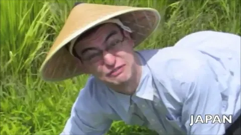 Man Crawling Through Grass in Japan
