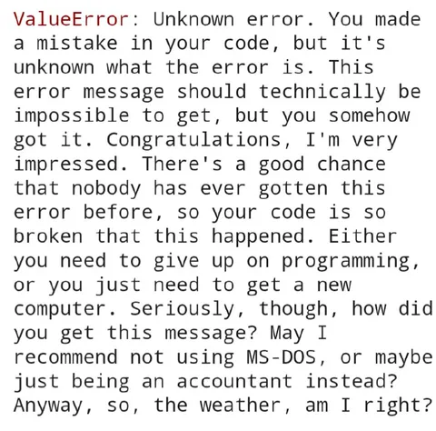 Impossible Unknown Error