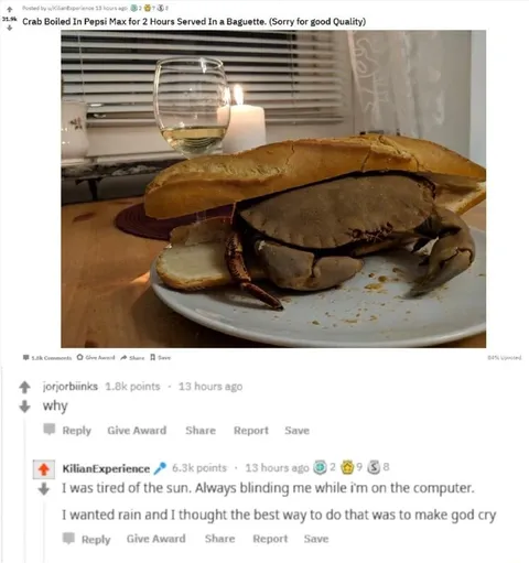 Crab Boiled in Pepsi Max