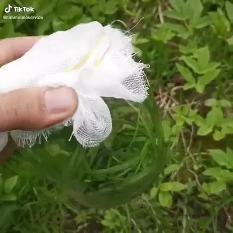Цветок из марли в траве