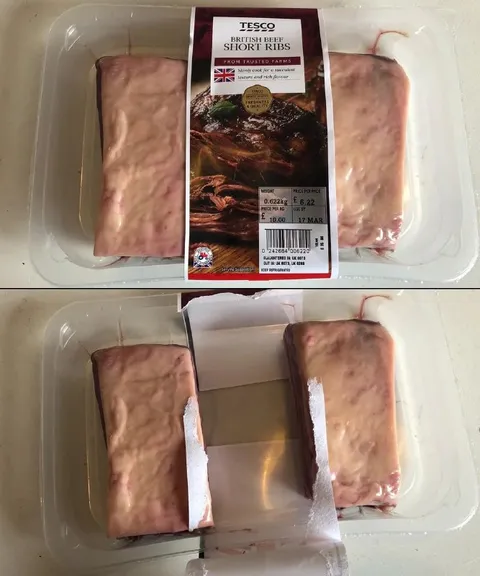 Tesco Short Ribs Packaging Fail