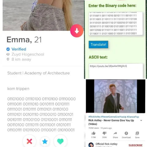 Binary Code Rickroll Profile