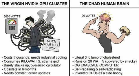 Virgin NVIDIA GPU Cluster vs Chad Human Brain