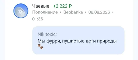 Чаевые пушистым детям природы