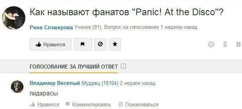 Как называют фанатов Panic! At the Disco