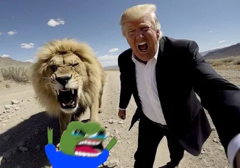 Трамп убегает от льва