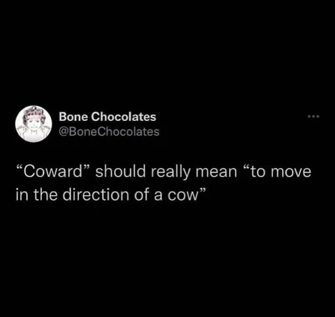 Coward Means Move Toward a Cow