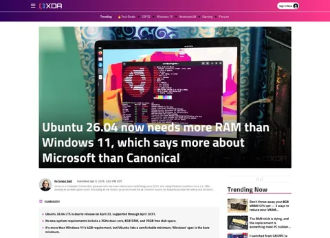 Ubuntu Needs More RAM Than Windows 11