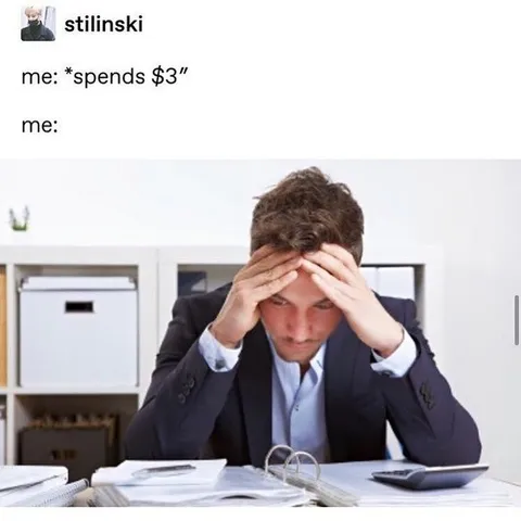 Spends Three Dollars and Panics