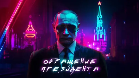 Обращение президента в неоне
