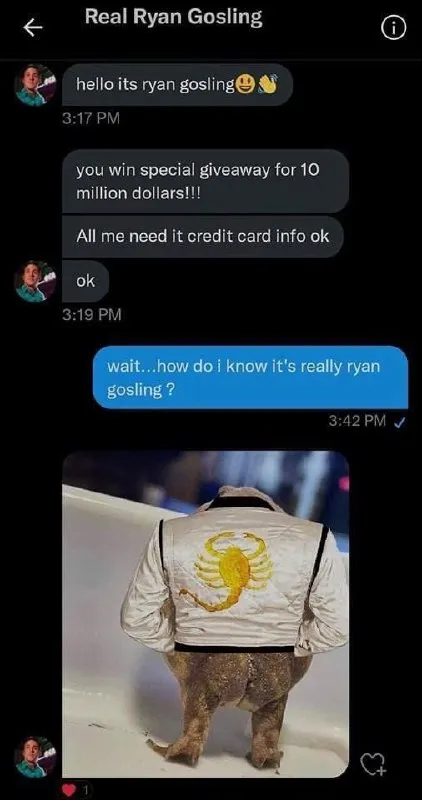 Real Ryan Gosling Giveaway Scam