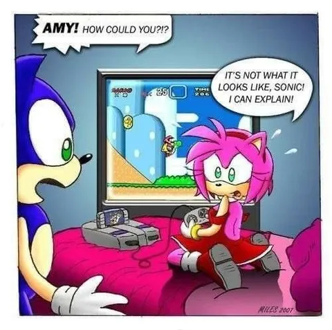 Amy Caught Playing Sonic