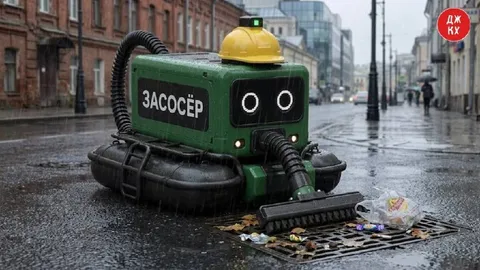 Робот-засосёр убирает улицу
