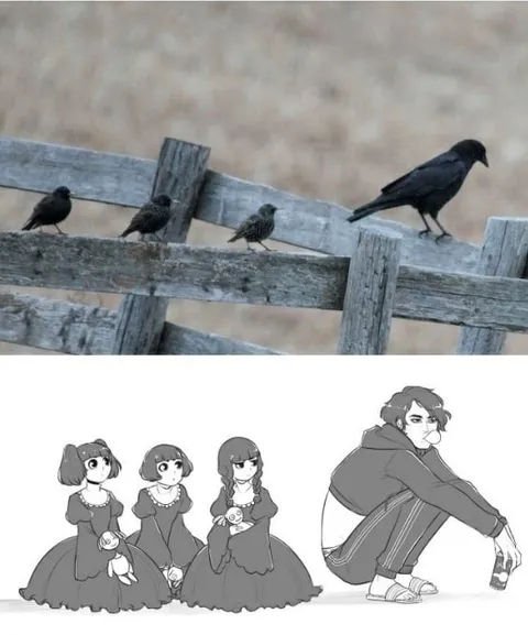 Вороны и странный человек