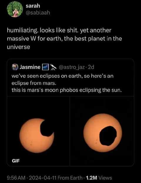 Mars Eclipse Makes Earth Win
