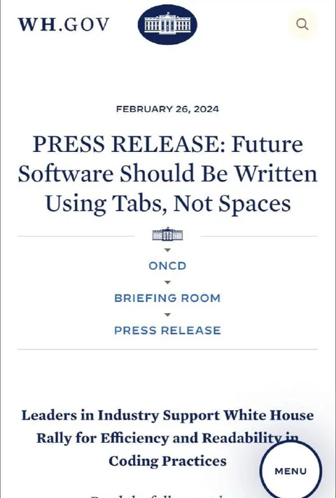 White House Tabs Not Spaces