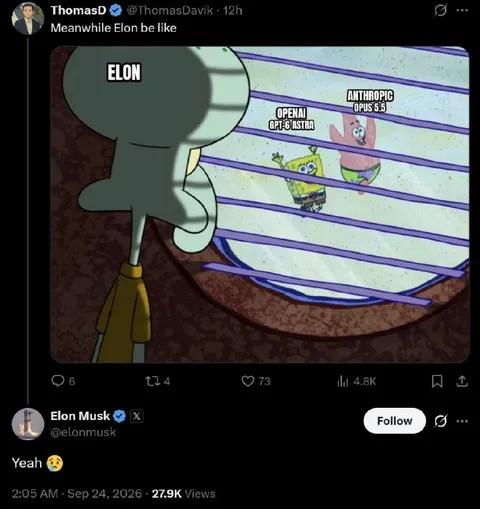 Elon Watches OpenAI and Anthropic