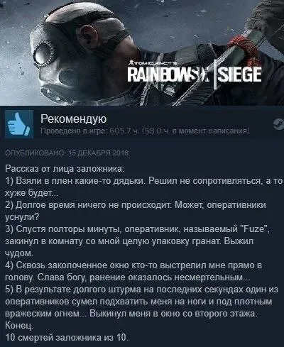 Рассказ заложника в Rainbow Six Siege