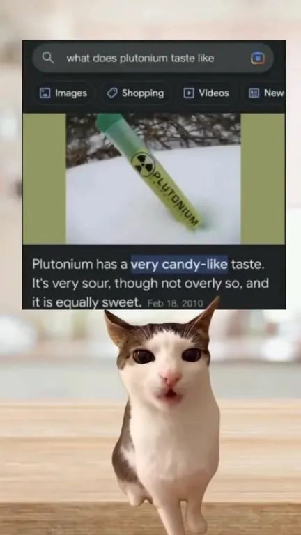 Cat Reacts to Plutonium Taste