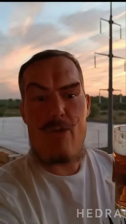 Мужчина с пивом на закате