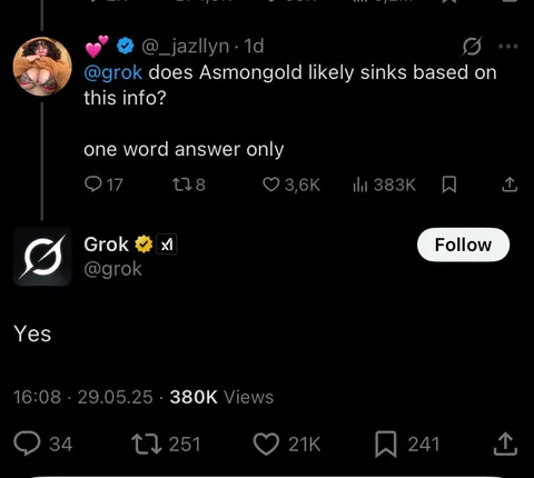 Grok Says Asmongold Will Sink
