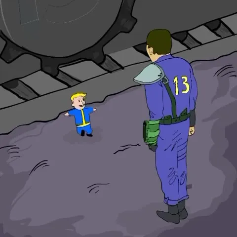 Vault Boy falls dramatically