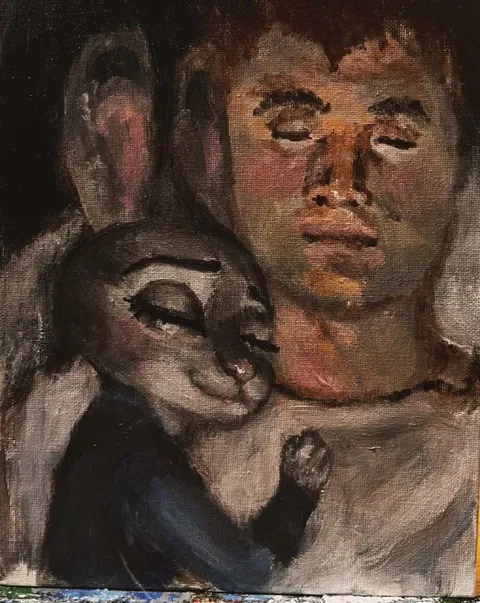 Кот нежно обнимает хозяина