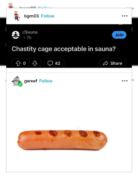 Chastity Cage Acceptable in Sauna