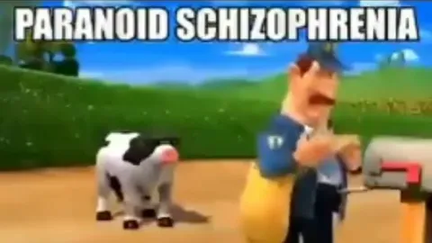 Paranoid Cow Follows the Mailman