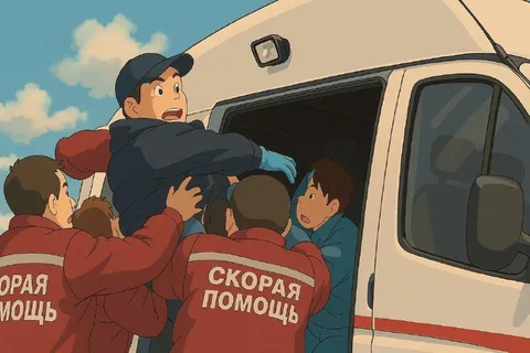 Скорая помощь забирает пациента