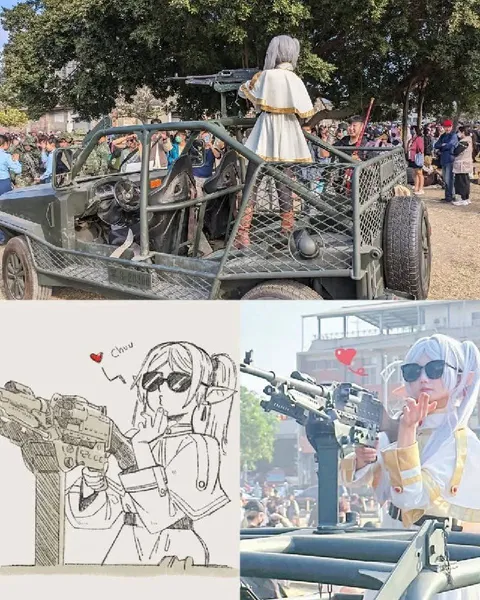 Cute Girl With a Machine Gun