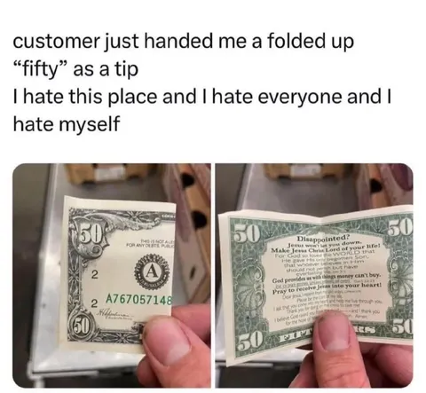 Folded Fifty Dollar Tip