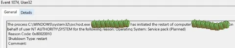 Caterpillars Hide the Restart Message