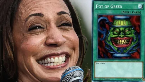 Kamala Harris Pot of Greed Smile
