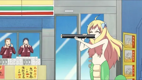 恵方巻を吹く人魚娘