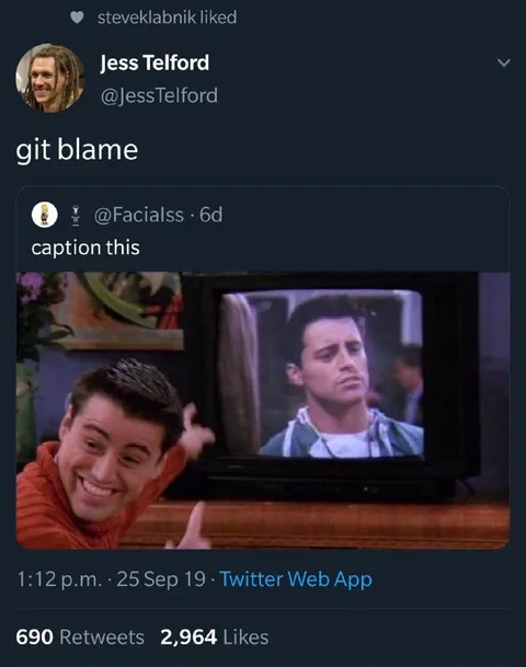Git blame reaction