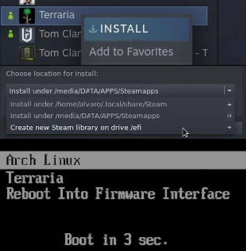 Terraria Arch Linux Boot Meme