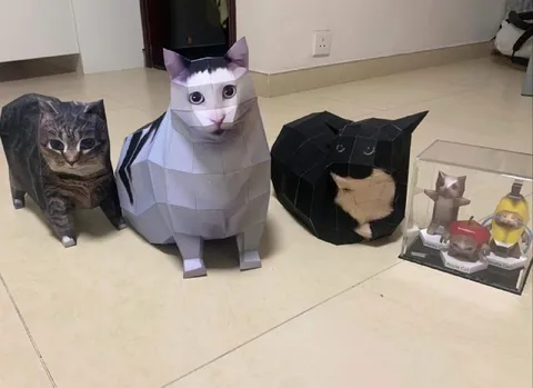 Paper Cats and Fruit Cat Figures