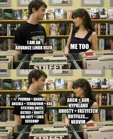 Advanced Linux User Meets Another
