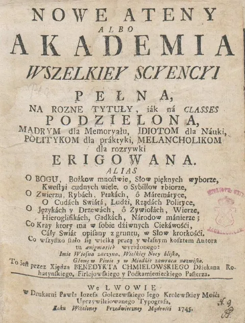 Nowe Ateny stara księga