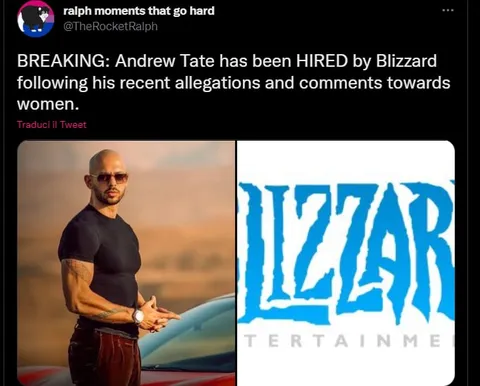 Andrew Tate Hired by Blizzard